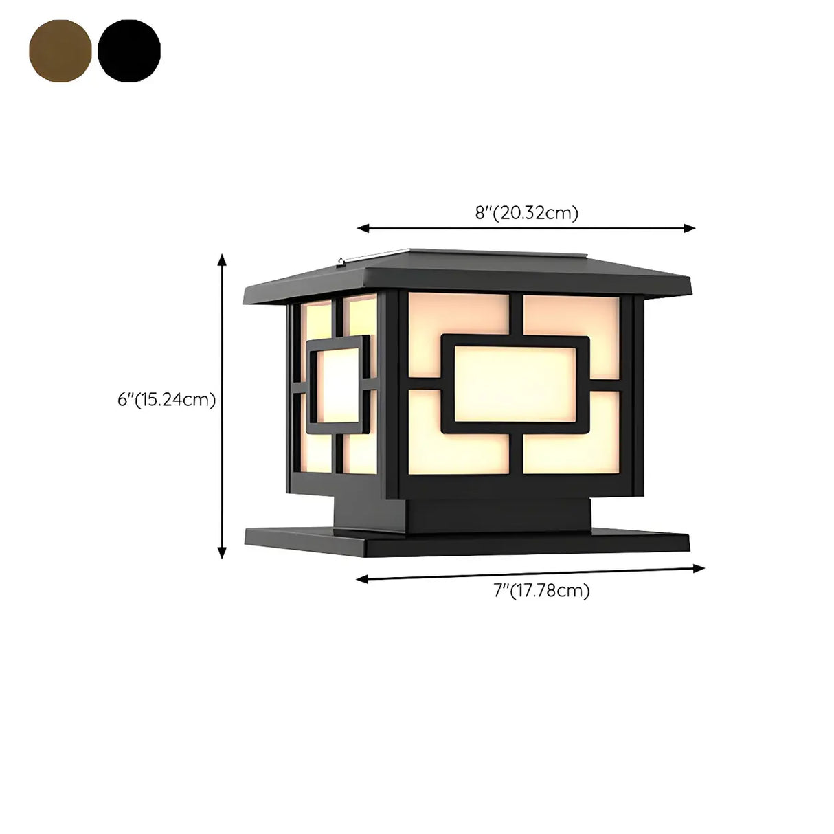 Modern Simple Black Solar Outdoor Square Pillar Lamp 