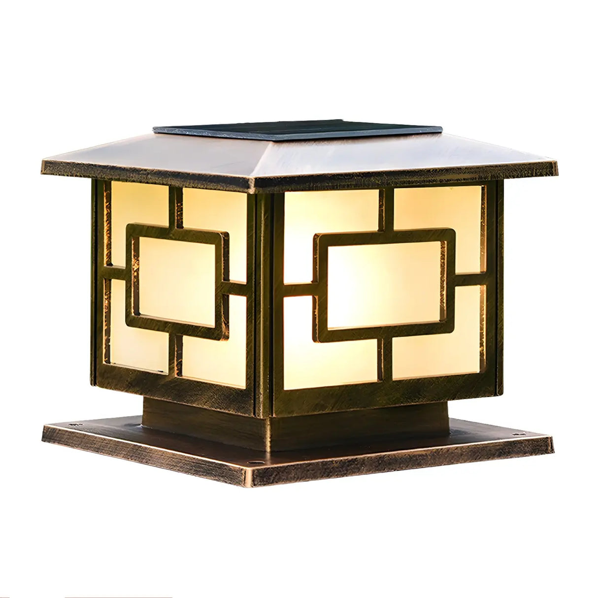 Modern Simple Black Solar Outdoor Square Pillar Lamp Image - 4