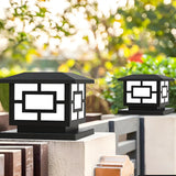 Modern Simple Black Solar Outdoor Square Pillar Lamp Image - 7