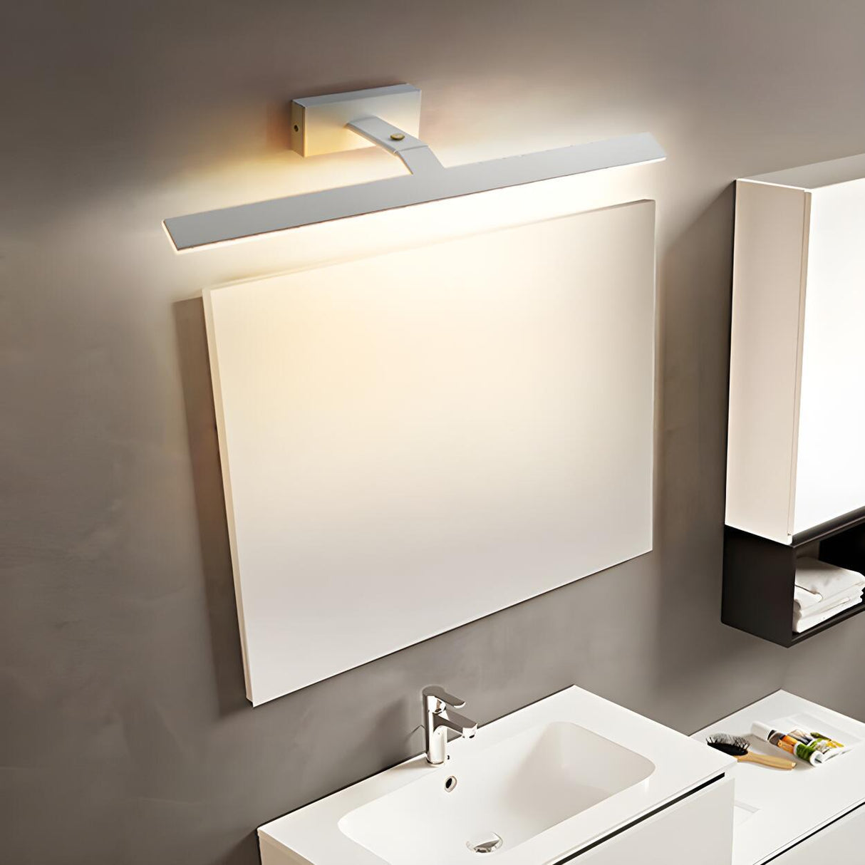 Modern Simple Black Strip LED Bathroom Vanity Light Image - 4