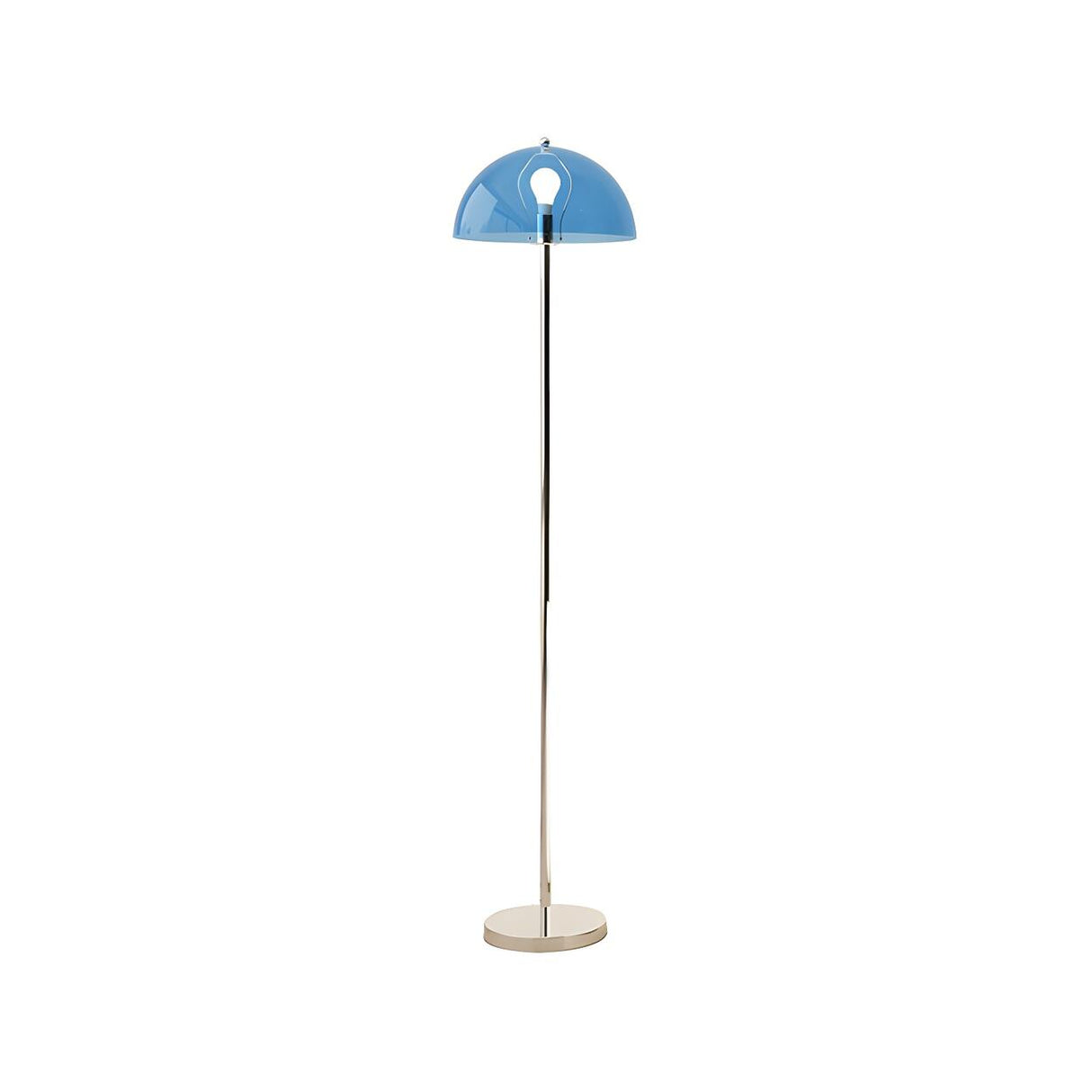 Modern Simple Blue Bowl Chrome Metal Floor Lamp Image - 10