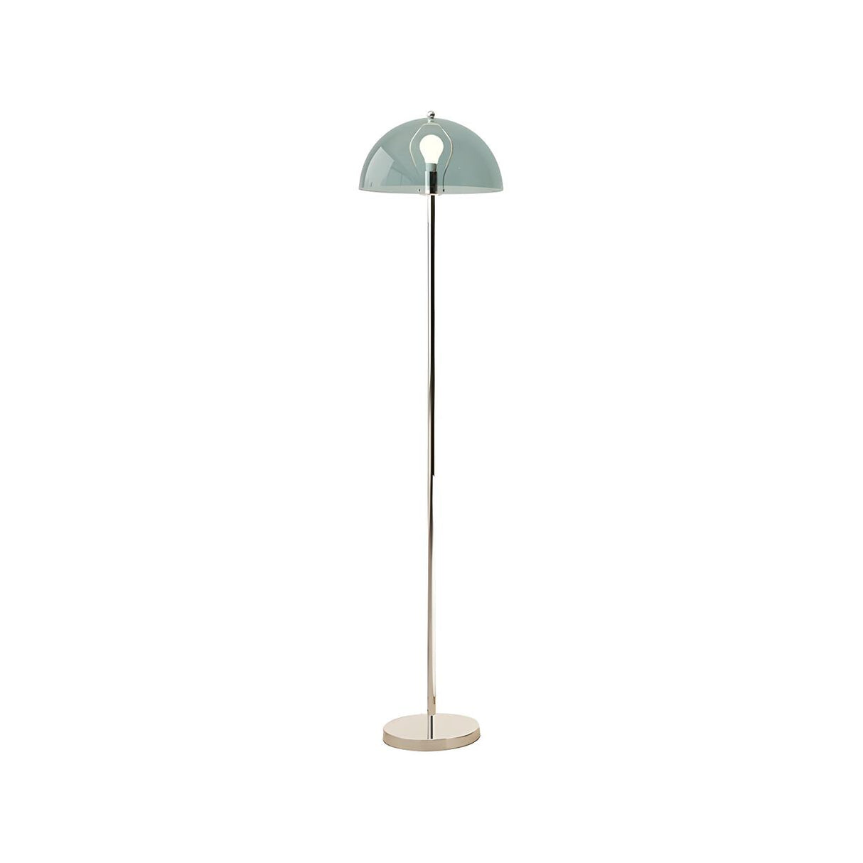 Modern Simple Blue Bowl Chrome Metal Floor Lamp Image - 12