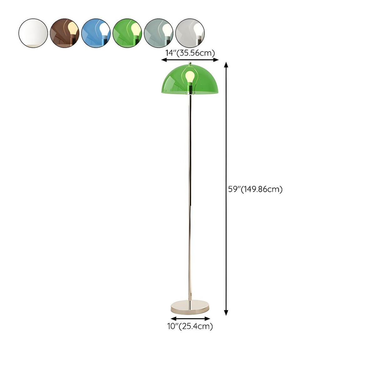 Modern Simple Blue Bowl Chrome Metal Floor Lamp 