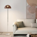 Modern Simple Blue Bowl Chrome Metal Floor Lamp Image - 2