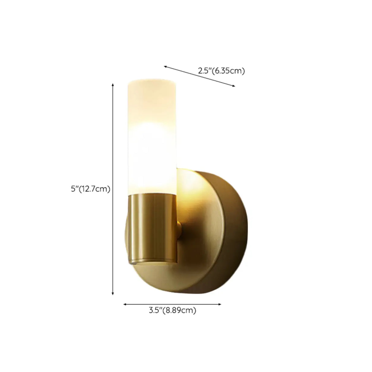 Modern Simple Brass Cylinder LED Metal Vanity Light 