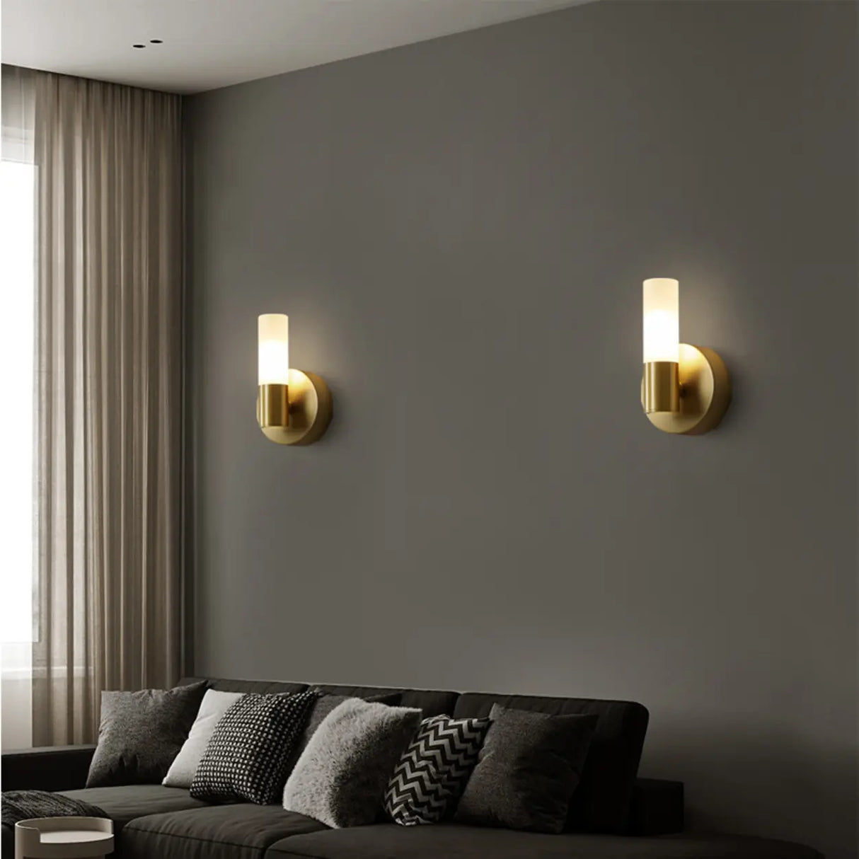 Modern Simple Brass Cylinder LED Metal Vanity Light Image - 3