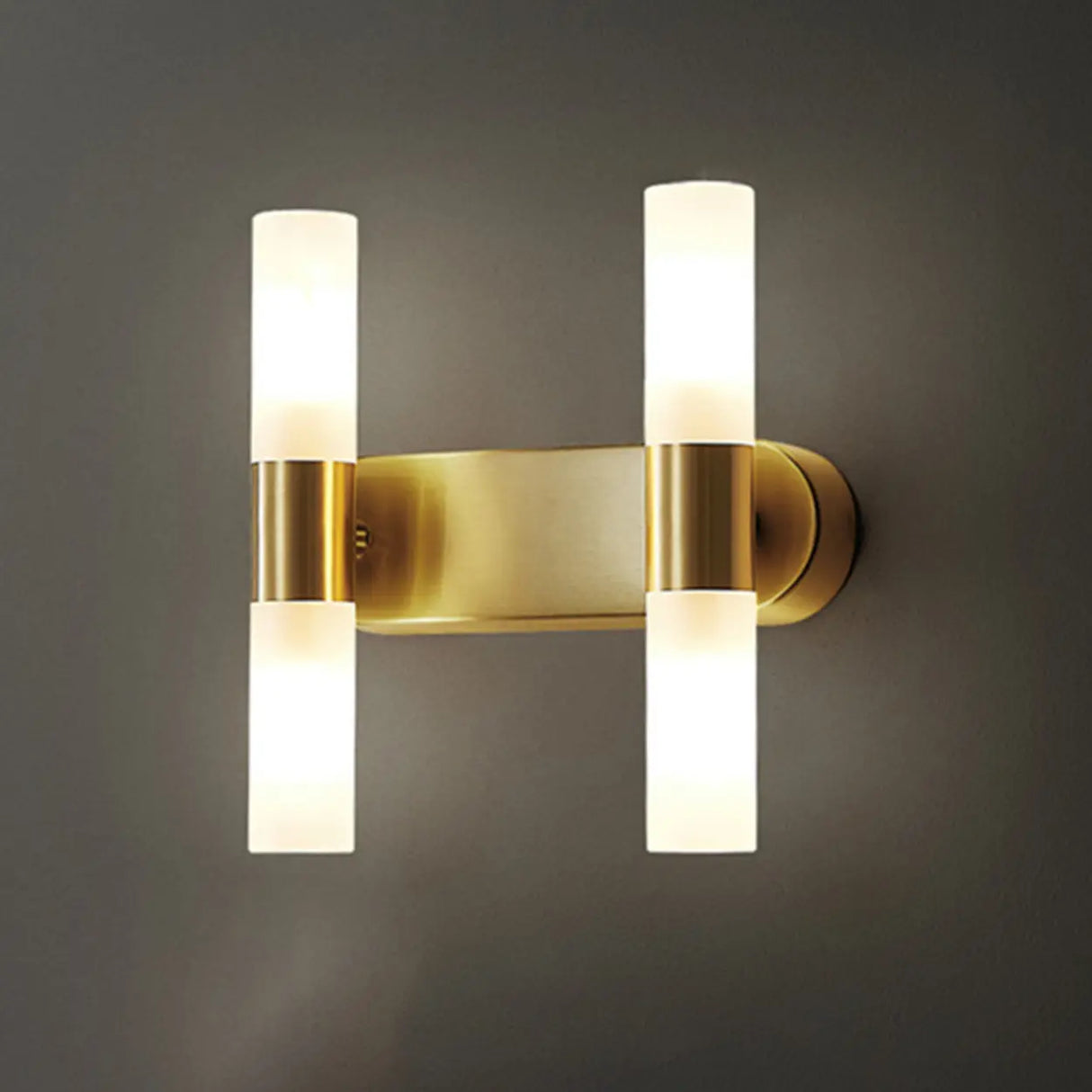 Modern Simple Brass Cylinder LED Metal Vanity Light Image - 8