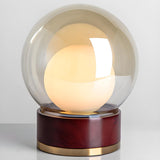 Modern Simple Bulb Shape Double Glass Shade Table Lamp Image - 2