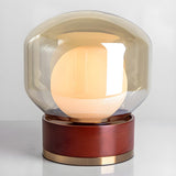 Modern Simple Bulb Shape Double Glass Shade Table Lamp Image - 3