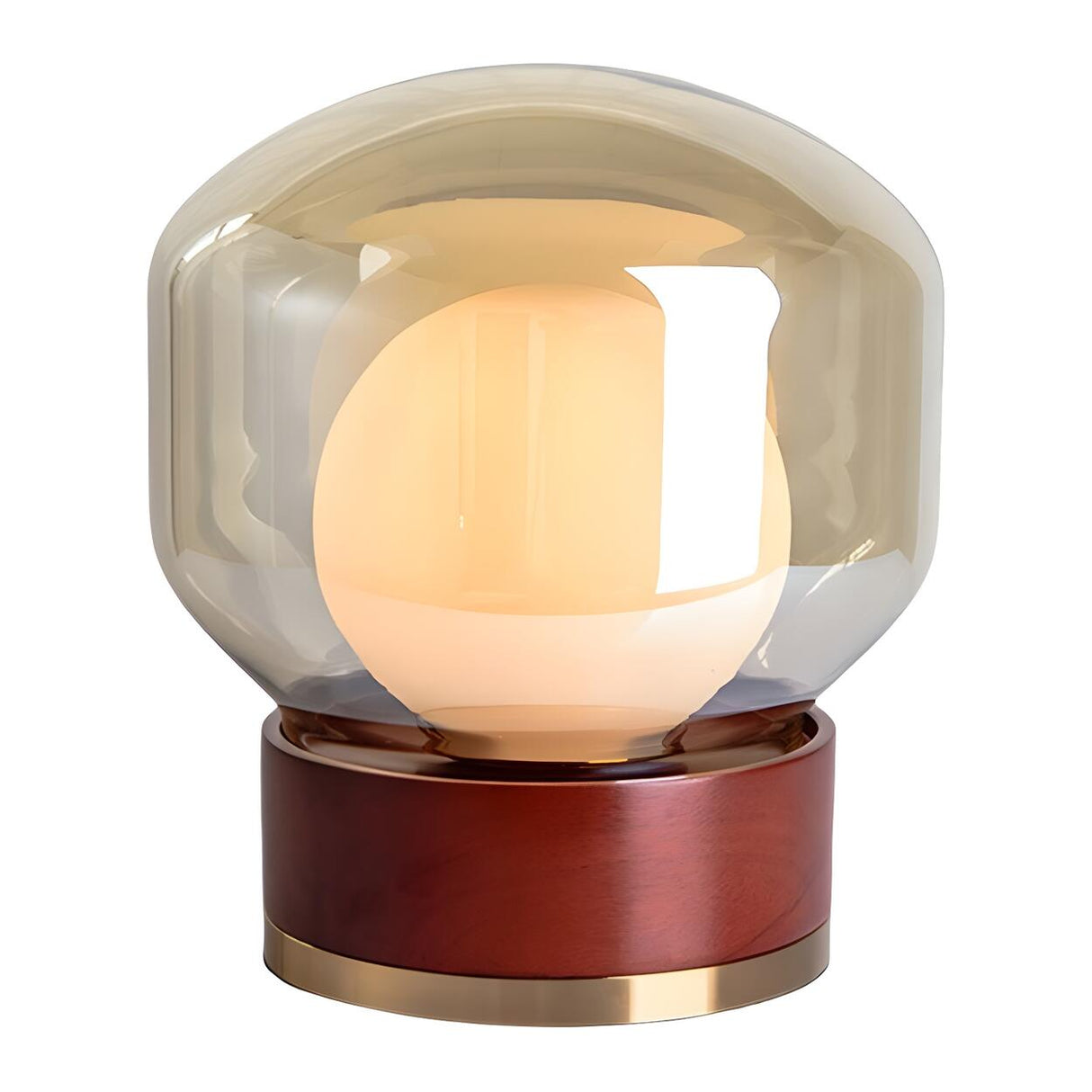 Modern Simple Bulb Shape Double Glass Shade Table Lamp Image - 8