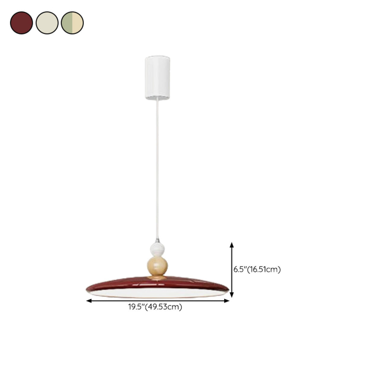 Modern Simple Ceramic Colorful Disc LED Pendant Light Image - 22