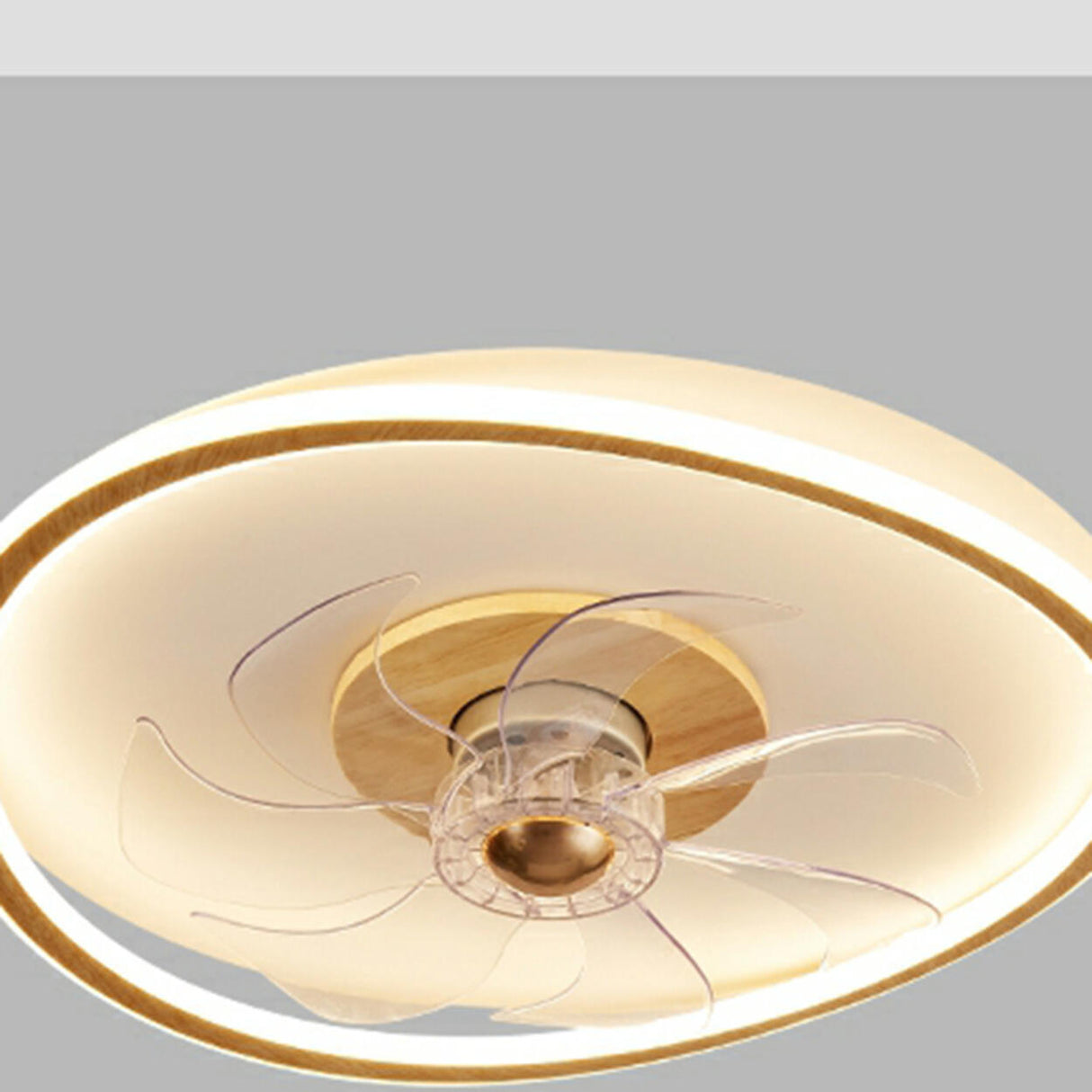 Modern Simple Circular Flush Ceiling Fan with Light Image - 11