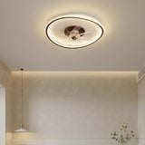 Modern Simple Circular Flush Ceiling Fan with Light Image - 15