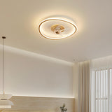 Modern Simple Circular Flush Ceiling Fan with Light Image - 2