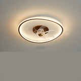 Modern Simple Circular Flush Ceiling Fan with Light Image - 6