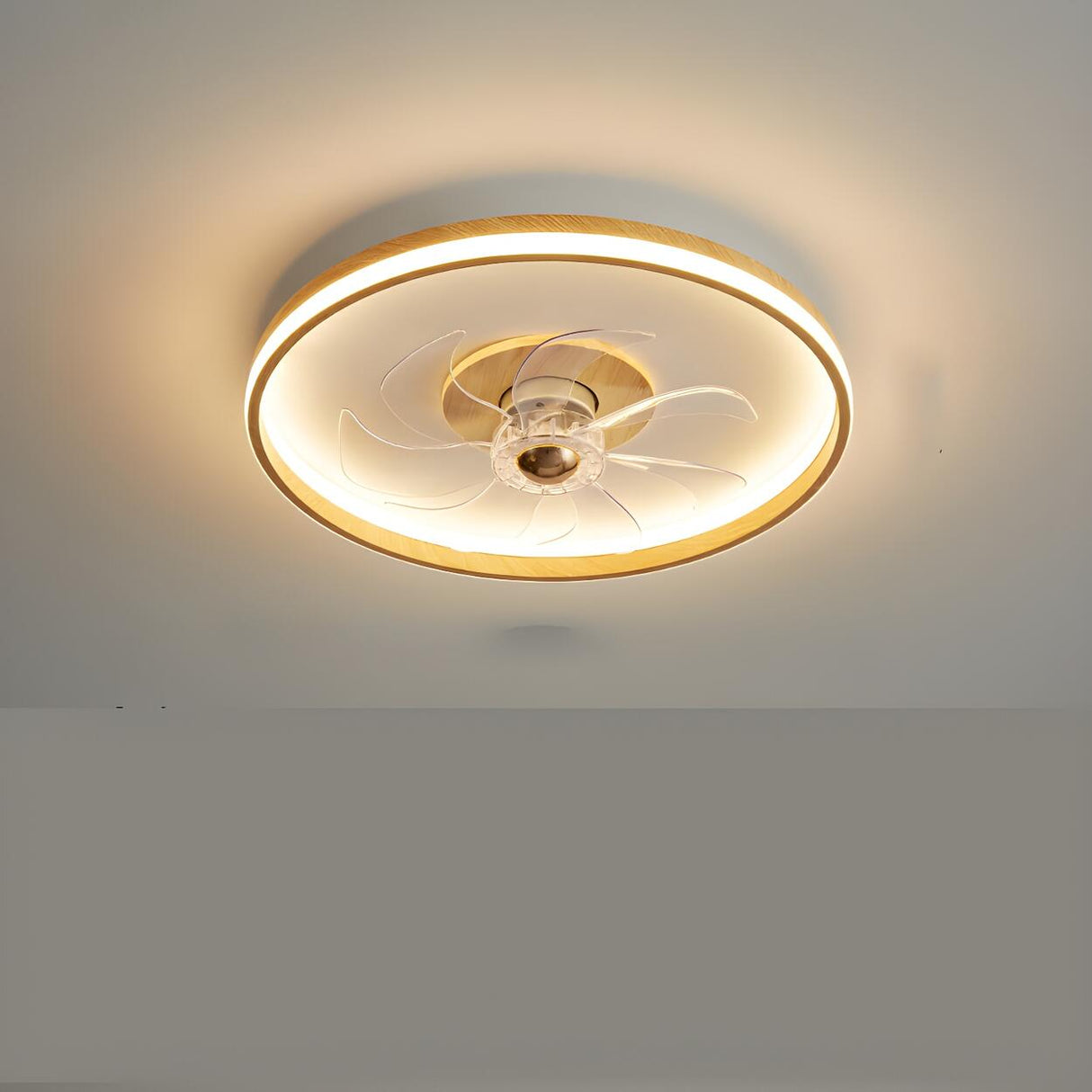 Modern Simple Circular Flush Ceiling Fan with Light Image - 7