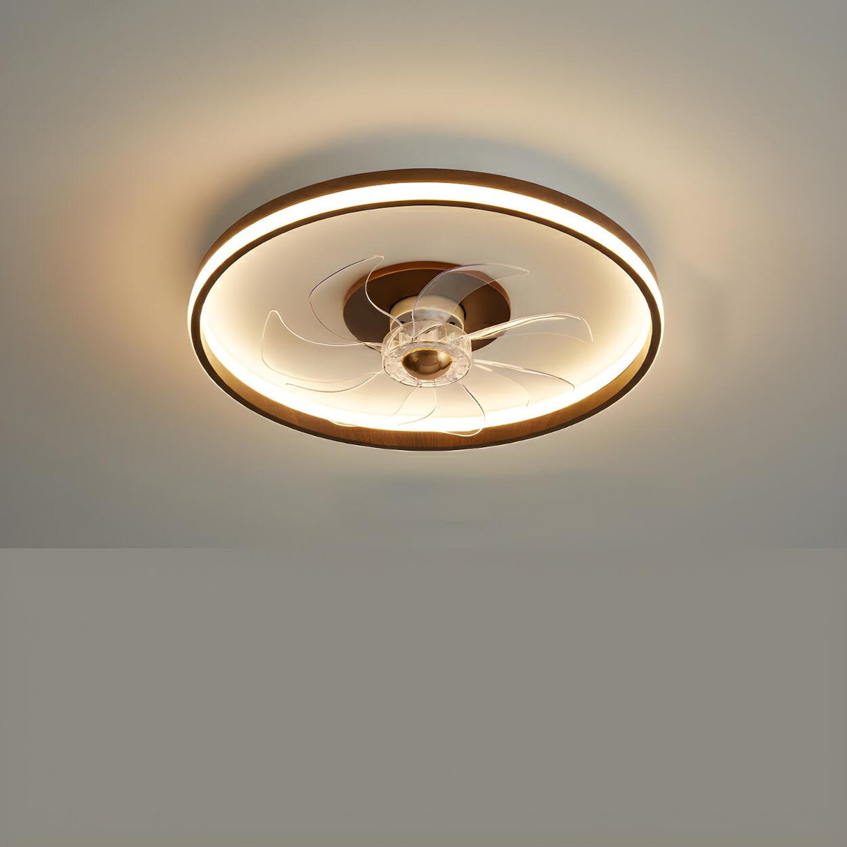 Modern Simple Circular Flush Ceiling Fan with Light Image - 8