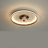 Modern Simple Circular Flush Ceiling Fan with Light Image - 8