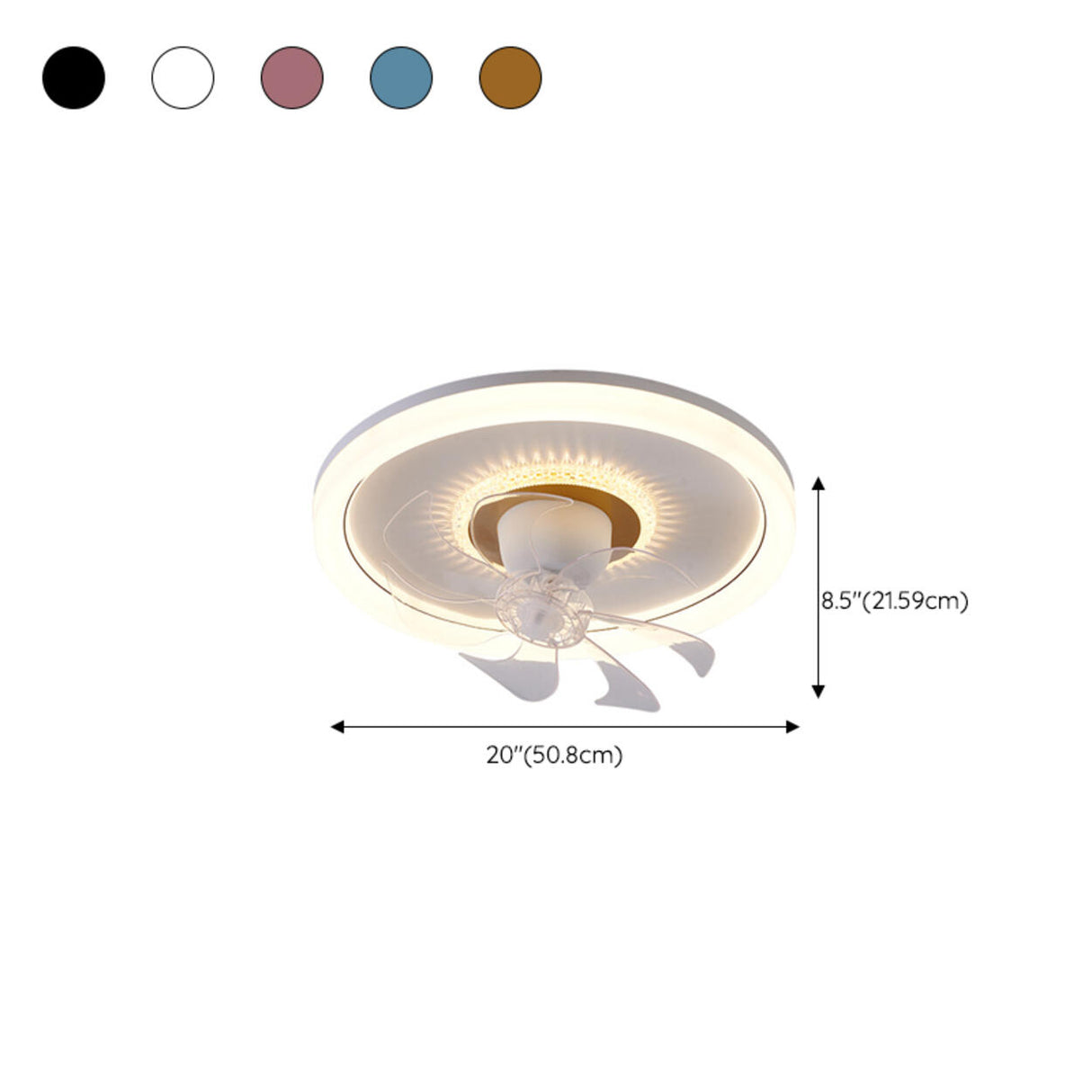 Modern Simple Clear 7 Blade Geometric Ceiling Fan Light 