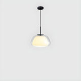 Modern Simple Clear Glass Drum Dining Room Pendant Light Image - 2