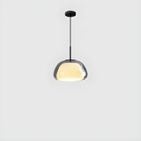 Modern Simple Clear Glass Drum Dining Room Pendant Light Image - 5