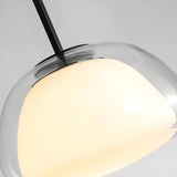 Modern Simple Clear Glass Drum Dining Room Pendant Light Image - 9