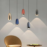 Modern Simple Colorful Oval Aluminum Pendant Light Image - 8