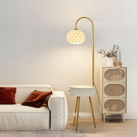 Modern Simple Feather Side Table Metal Floor Lamp Image - 1