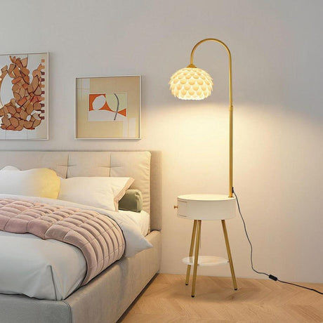 Modern Simple Feather Side Table Metal Floor Lamp Image - 2