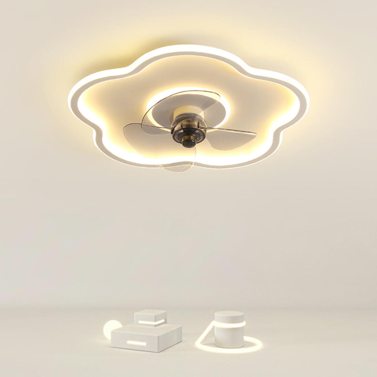 Modern Simple Flower Shaped Ceiling Fan with LED Light Image - 19