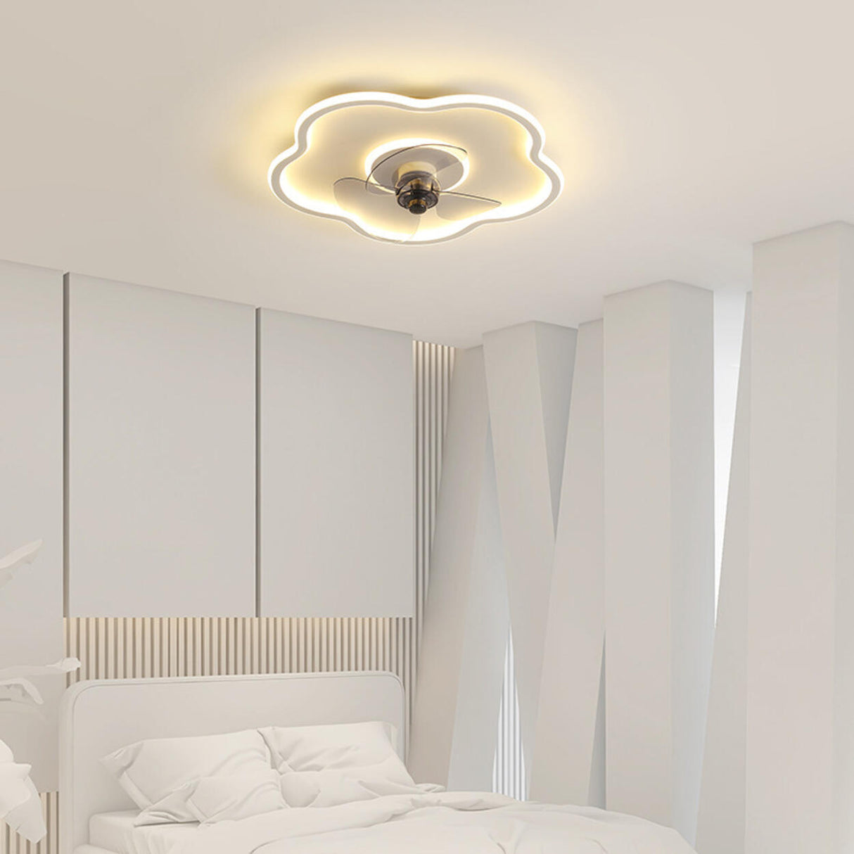 Modern Simple Flower Shaped Ceiling Fan with LED Light Image - 6