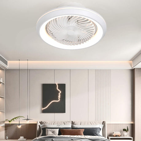 Modern Simple Flush-Mounted Round Ceiling Fan Light Image - 1