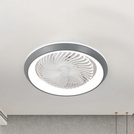 Modern Simple Flush-Mounted Round Ceiling Fan Light Image - 2