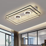 Modern Simple Geometric Frame Flush Ceiling Fan Light Image - 14