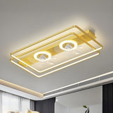 Modern Simple Geometric Frame Flush Ceiling Fan Light Image - 18