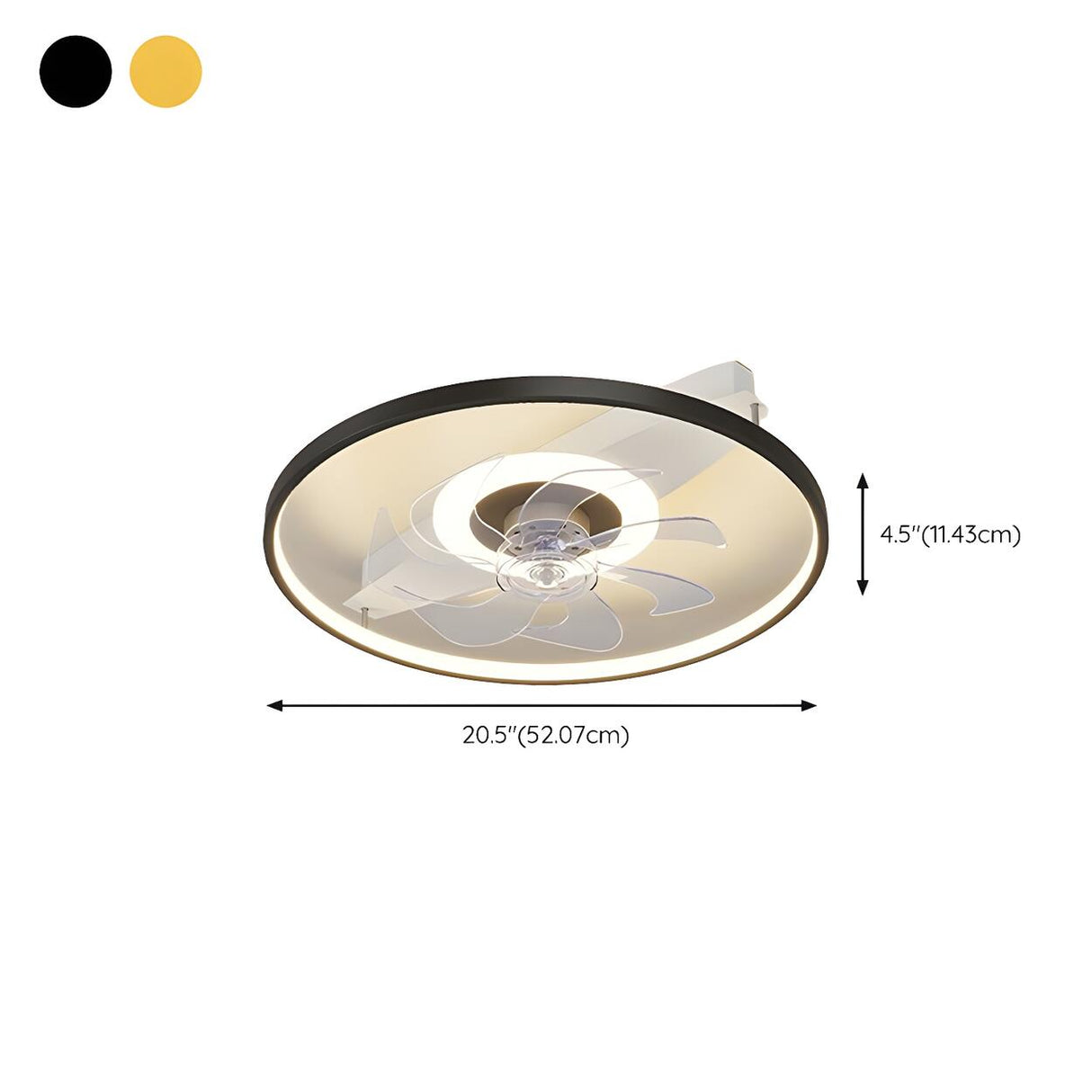 Modern Simple Geometric Frame Flush Ceiling Fan Light Image - 22