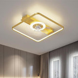 Modern Simple Geometric Frame Flush Ceiling Fan Light Image - 3