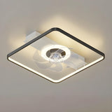 Modern Simple Geometric Frame Flush Ceiling Fan Light Image - 4