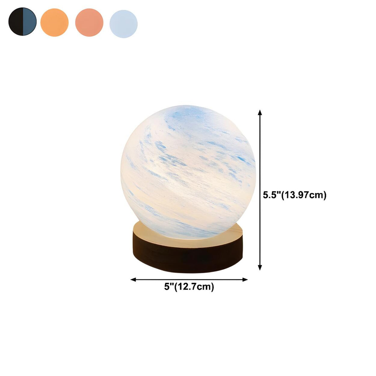 Modern Simple Globe Planet Style Glass Moon Table Lamp 