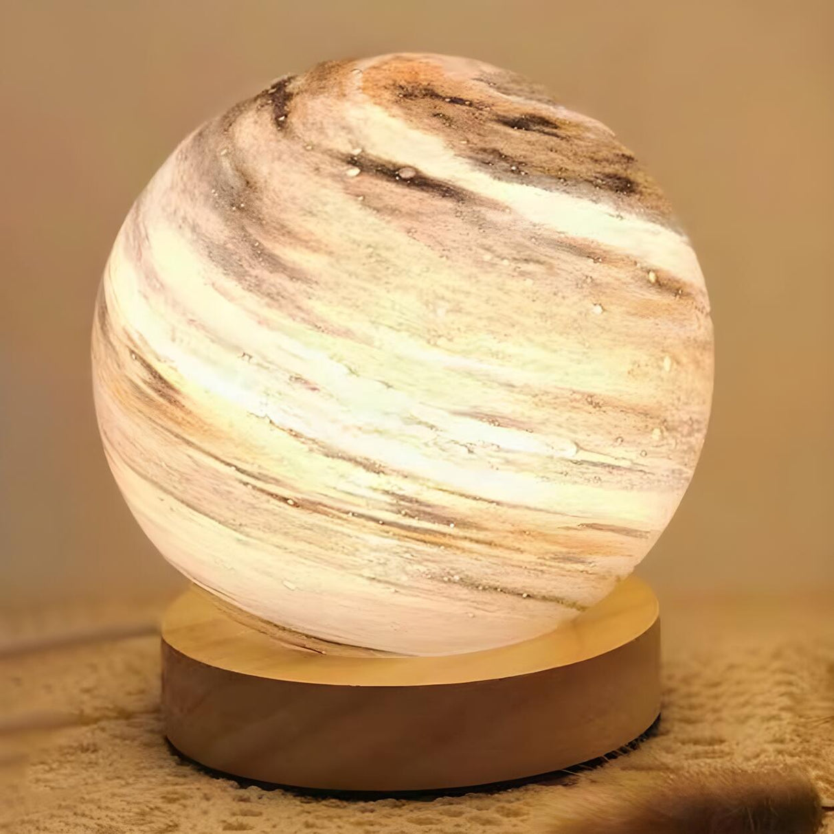 Modern Simple Globe Planet Style Glass Moon Table Lamp Image - 3