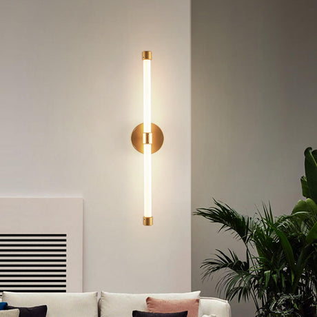 Modern Simple Gold Cylinder LED Wall Sconce Lights Image - 1