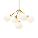 Modern Simple Gold Milk Frosted Glass Globe Chandelier Image - 3