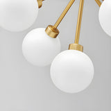 Modern Simple Gold Milk Frosted Glass Globe Chandelier Image - 4