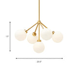 Modern Simple Gold Milk Frosted Glass Globe Chandelier #size