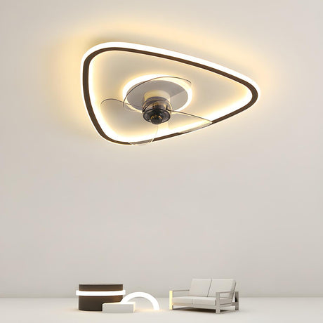 Modern Simple Linear Triangle Ceiling Fan with LED Light Image - 1