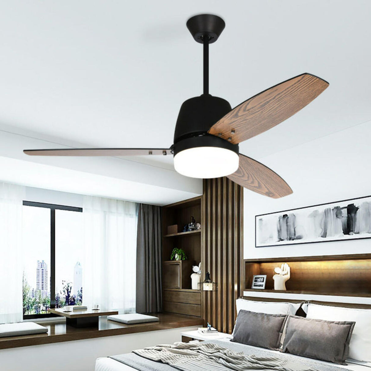 Modern Simple Living Room 3 Blade Ceiling Fan Light Image - 17