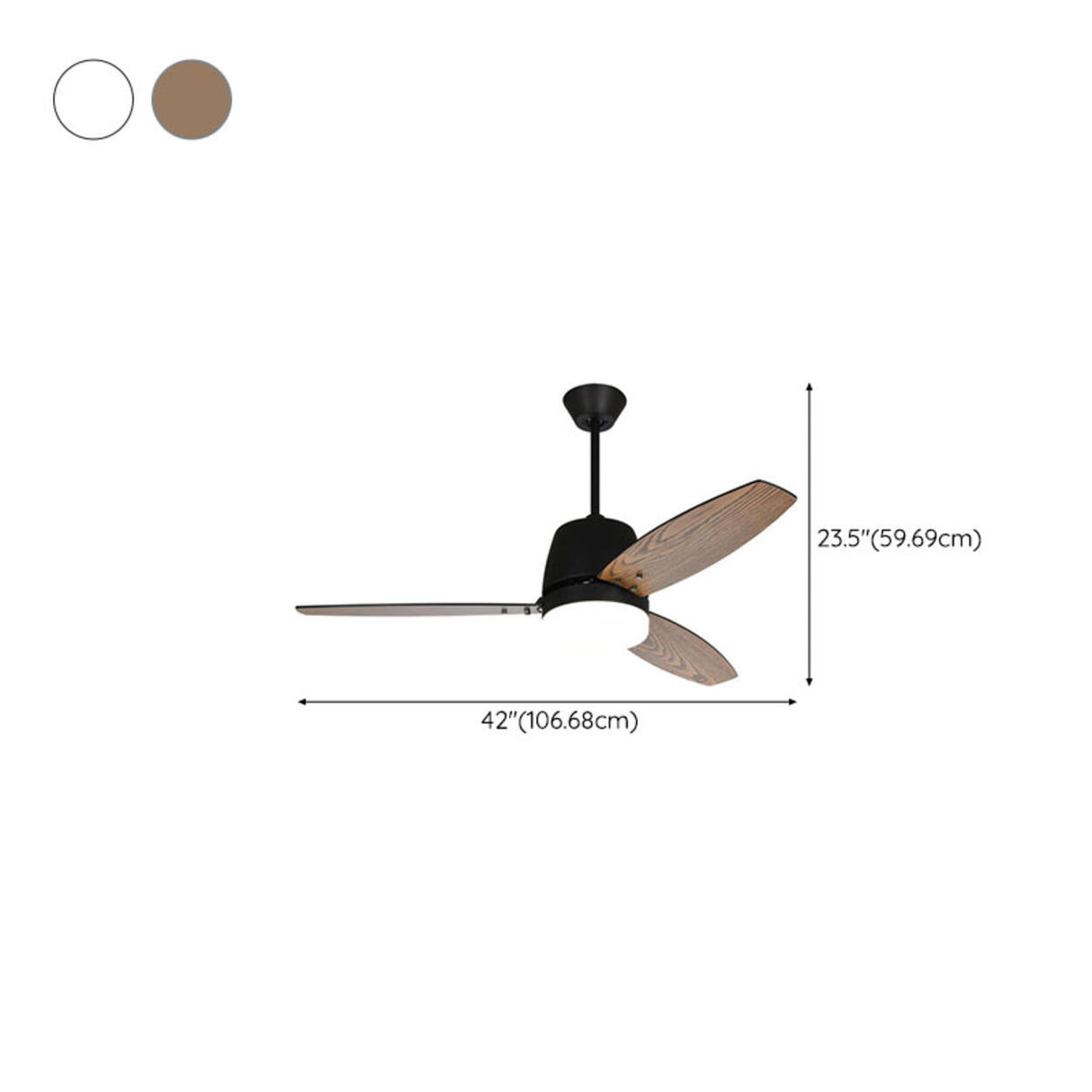 Modern Simple Living Room 3 Blade Ceiling Fan Light 