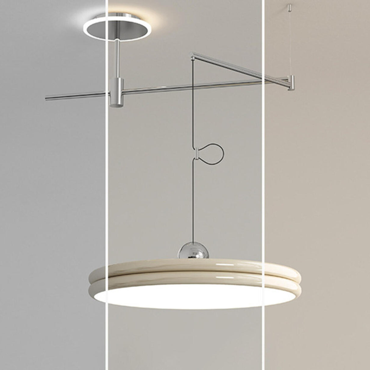  Modern Simple Metal LED Pendant Light Adjustable Height Image - 14