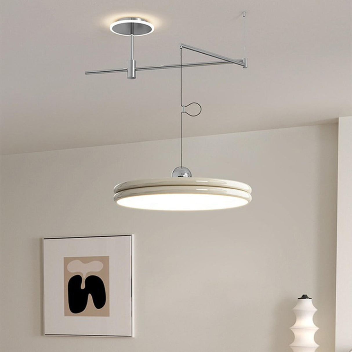  Modern Simple Metal LED Pendant Light Adjustable Height Image - 3