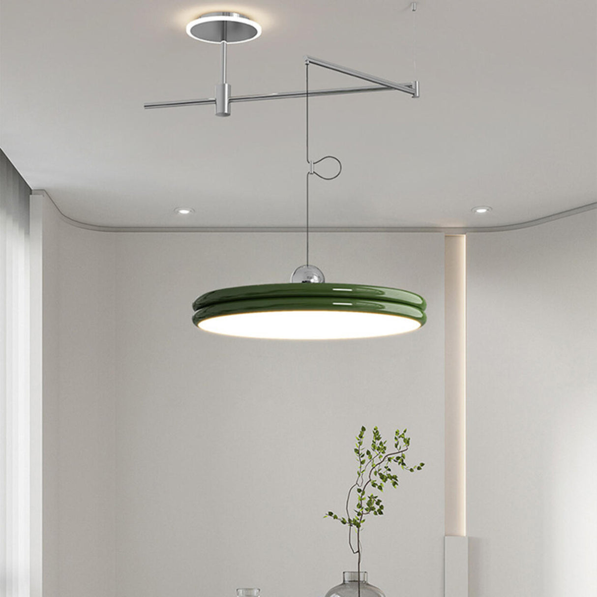  Modern Simple Metal LED Pendant Light Adjustable Height Image - 7